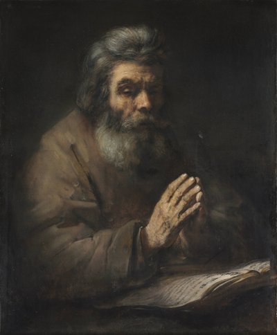 Un uomo anziano in preghiera da Follower of Rembrandt